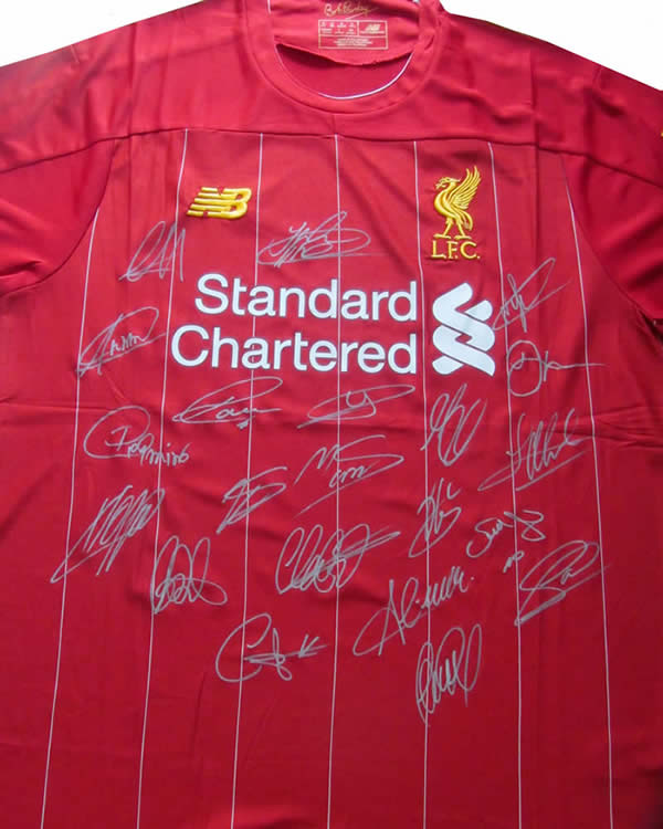 liverpool team signed shirt